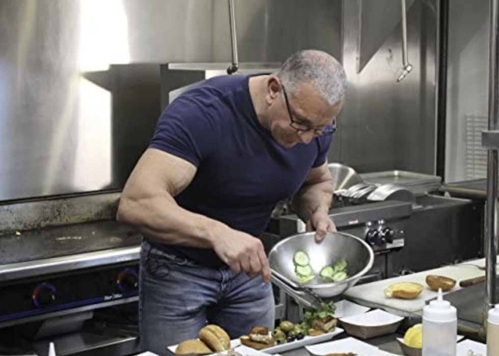 Robert Irvine cooking on "Restaurant: Impossible"