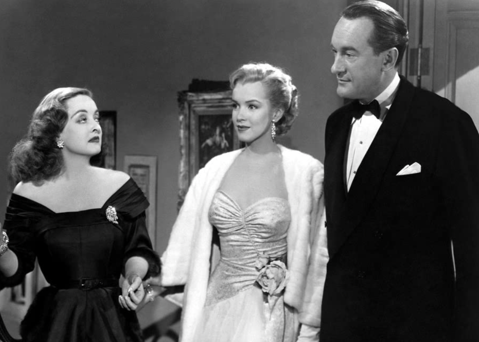 Bette Davis, Marilyn Monroe, Anne Baxter, and George Sanders in "All About Eve"