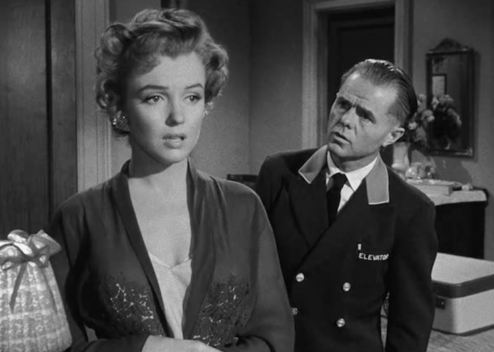 Marilyn Monroe and Elisha Cook Jr. in "Don't Bother to Knock"