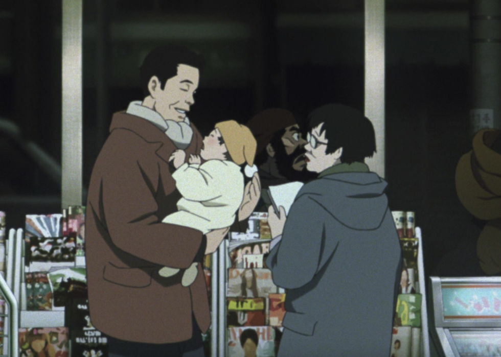 A screengrab of a scene from "Tokyo Godfathers"