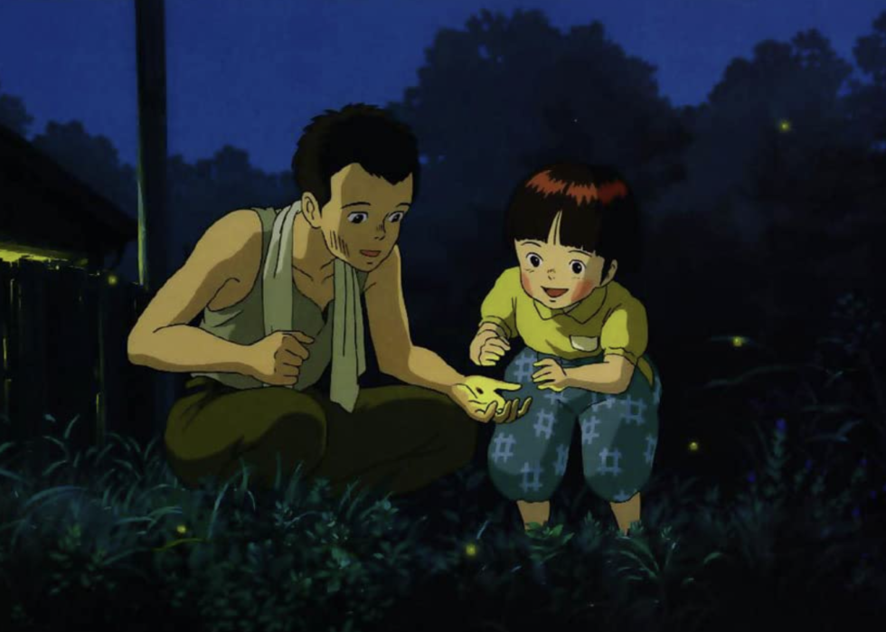 A screengrab of a scene from "Grave of the Fireflies"