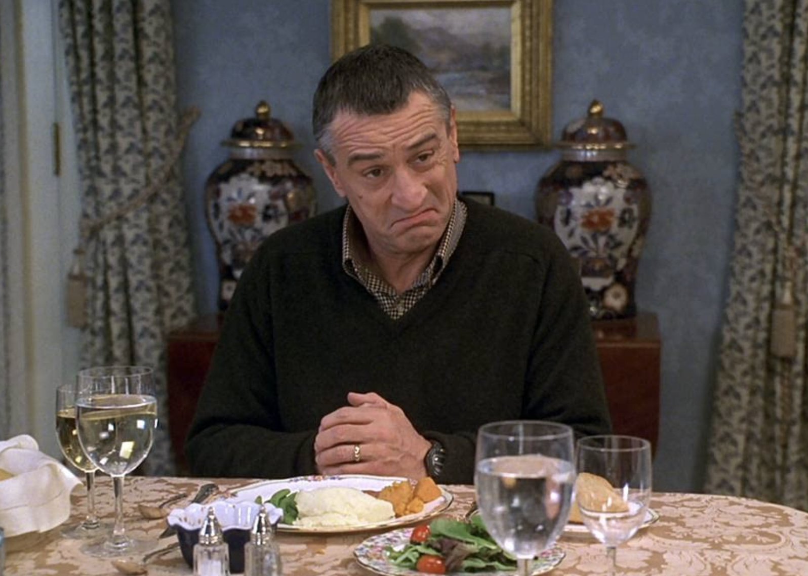 Robert De Niro in a dinner scene from "Meet the Parents"
