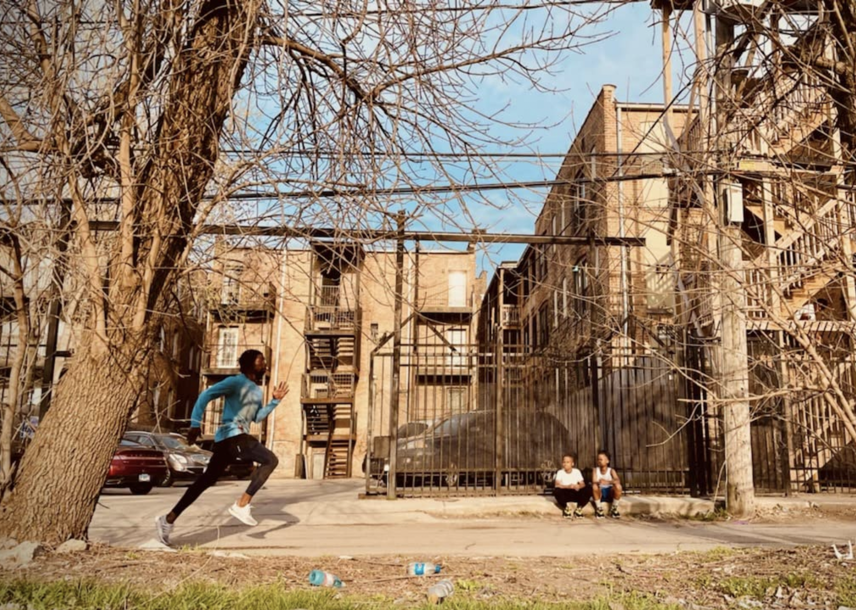 Antwain L. Jones running in a scene from "61st Street".