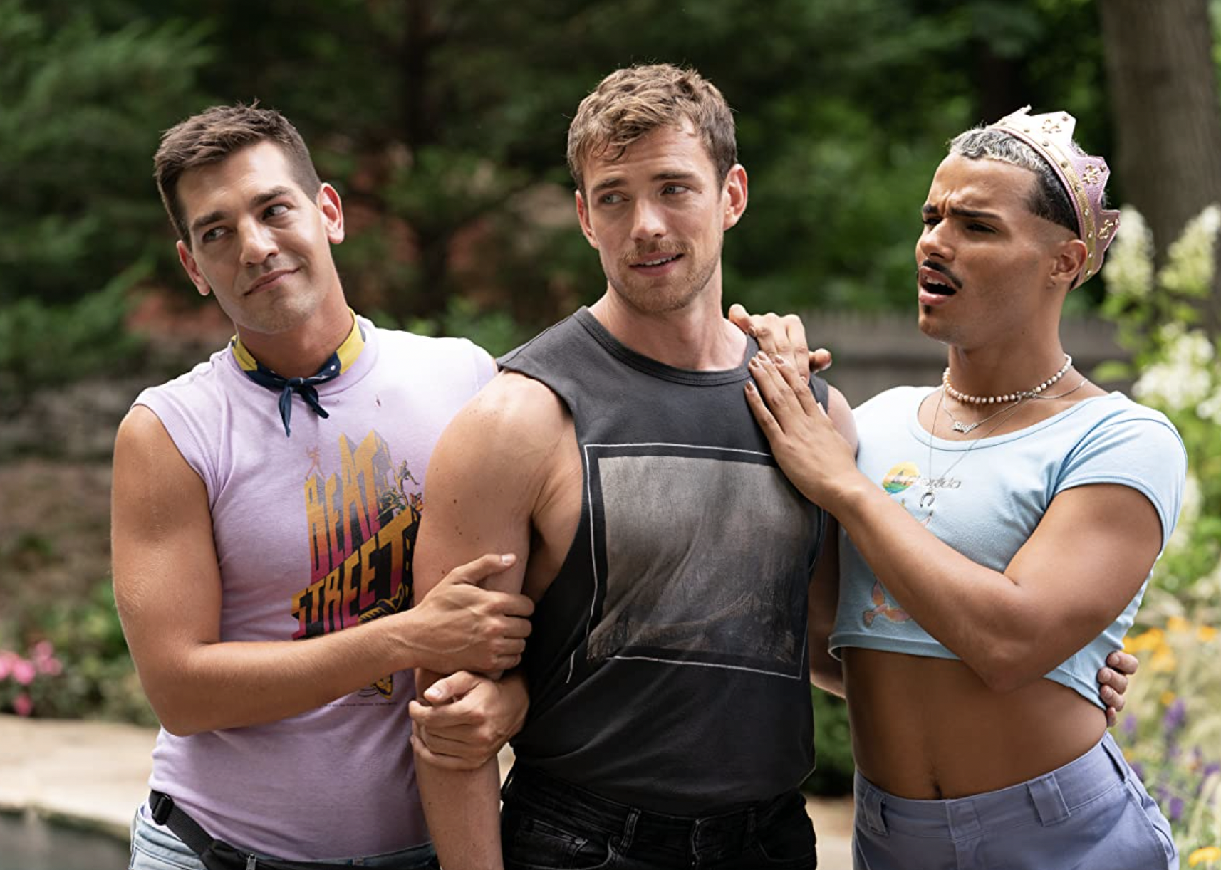 Tomas Matos, Matt Rogers, and Zane Phillips in "Fire Island."