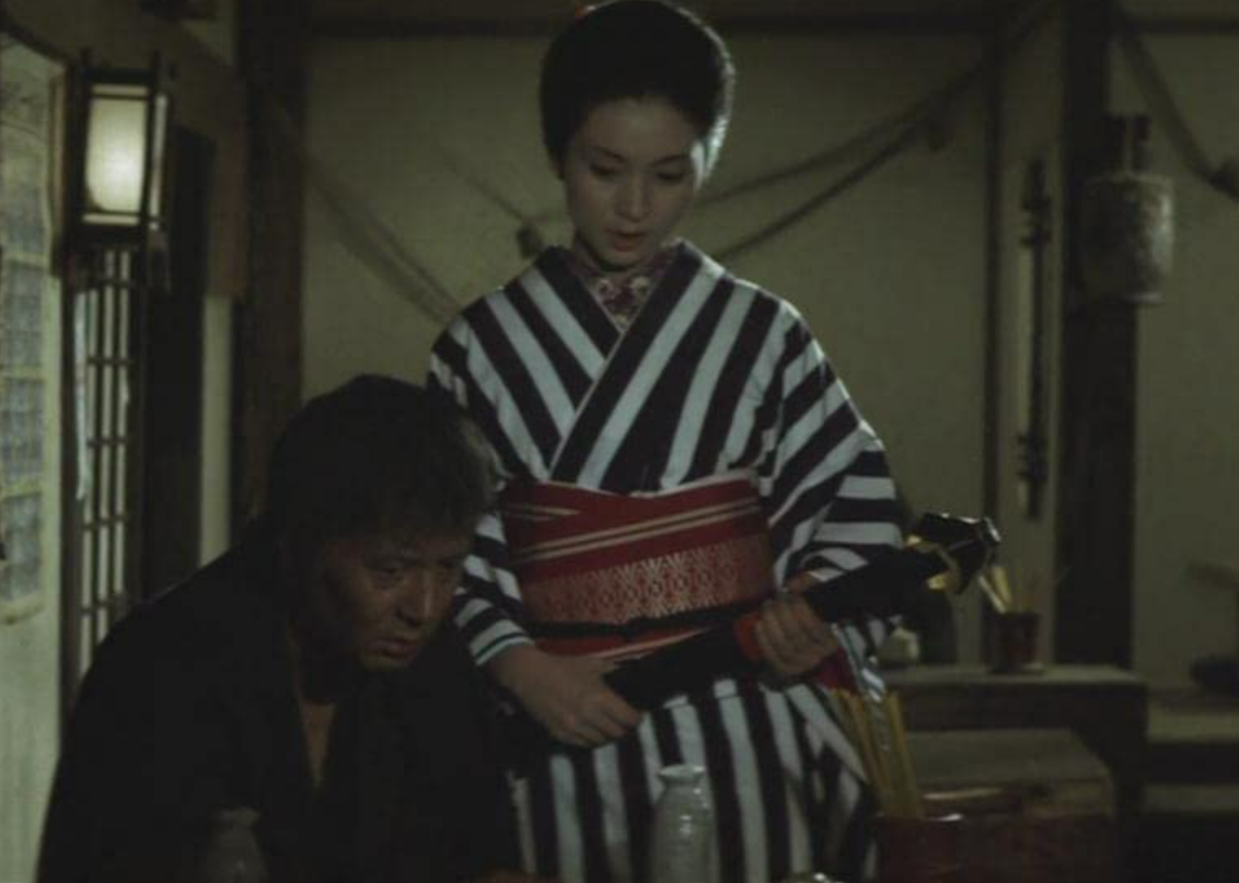 Meiko Kaji and Noboru Nakaya in a scene from "Lady Snowblood".
