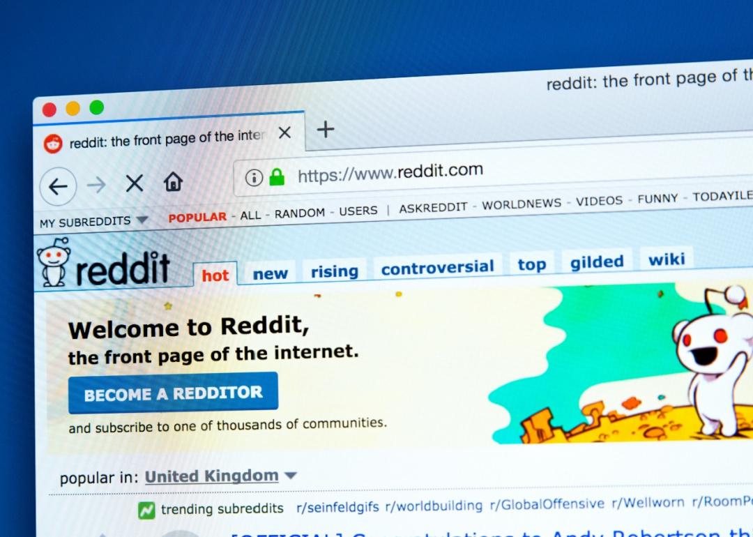 A computer screen open to the Reddit home page.