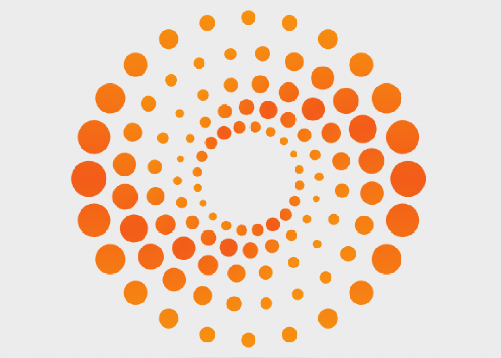 Thomson Reuters logo bearing comprised of oranges circles of various sizes. 