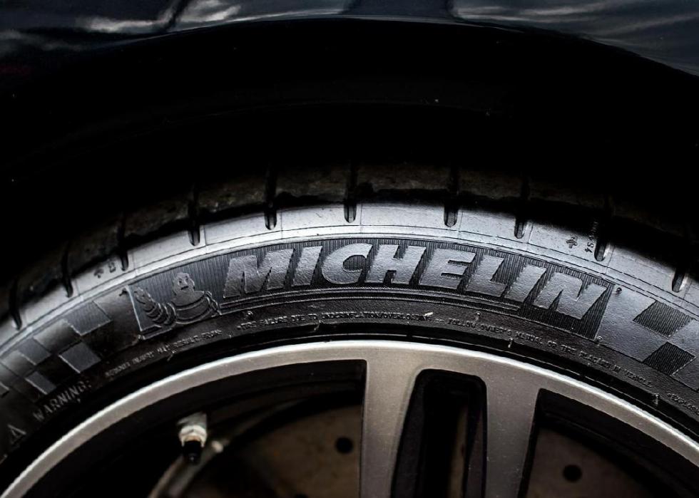 Close-up of a Michelin tire.