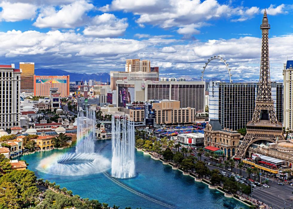 An aerial view of the Strip in Las Vegas.