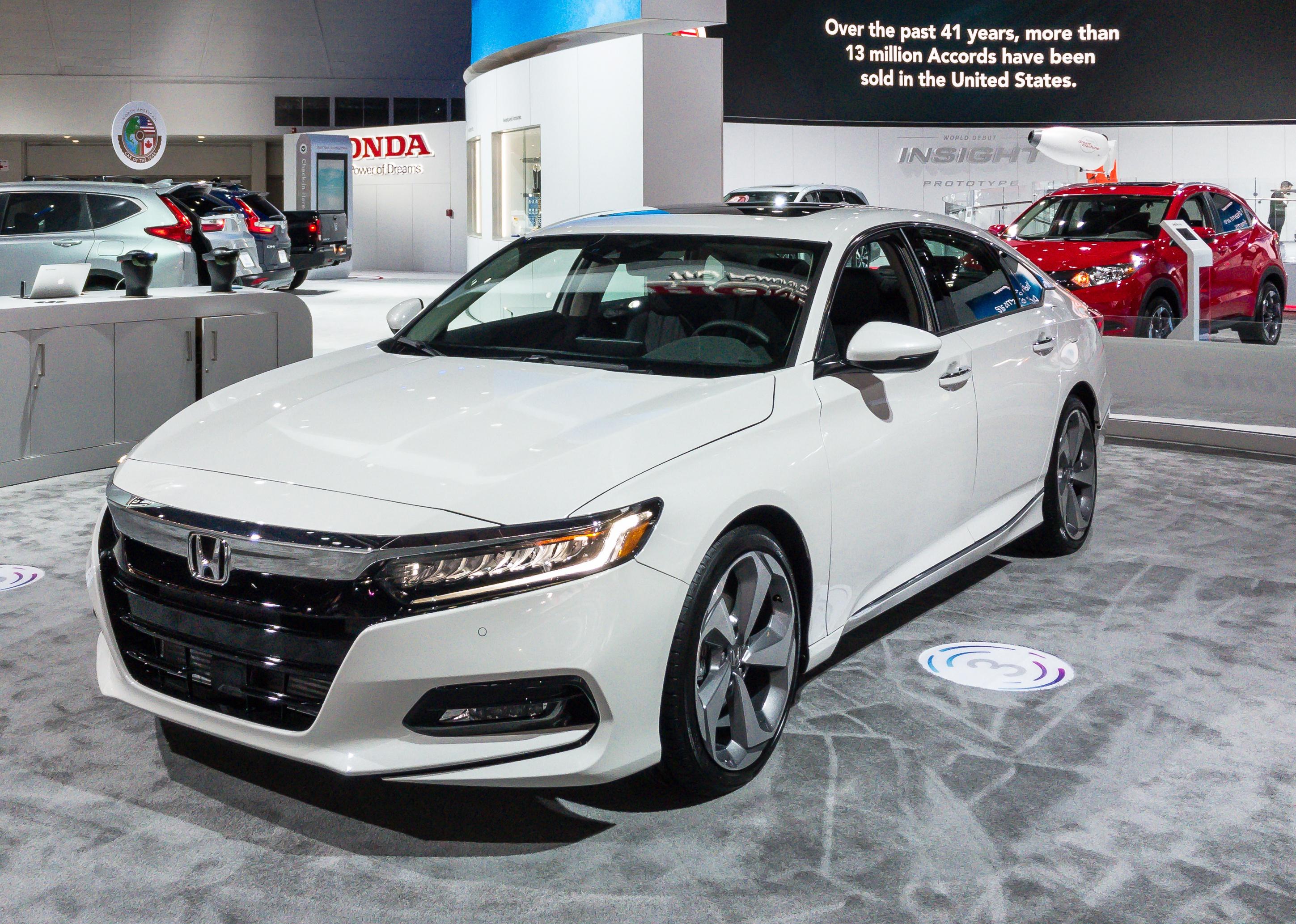 A 2018 Honda Accord car at the North American International Auto Show.