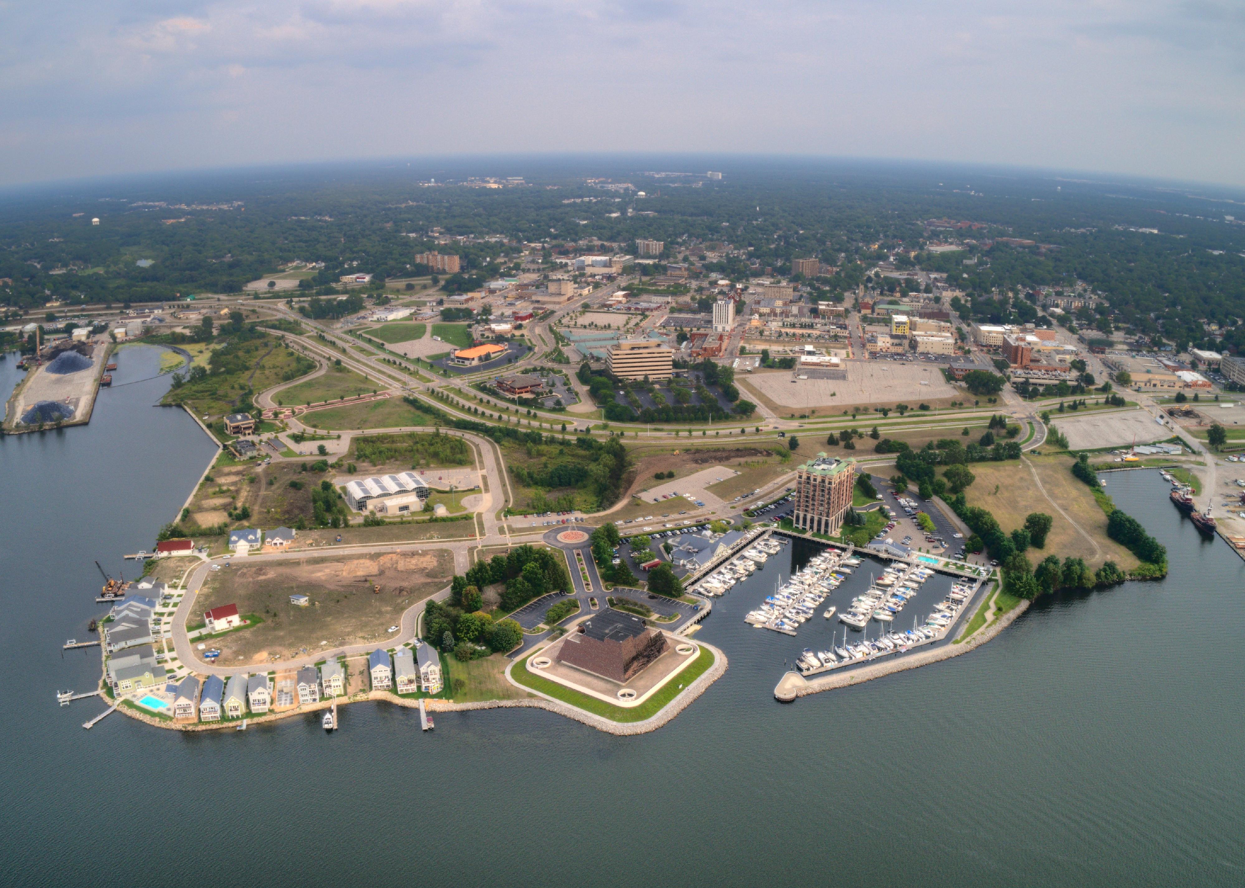 Aerial view of Muskegon in Michigan.