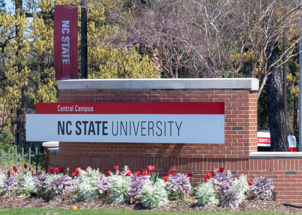 North Carolina State University entrance sign on the Central Campus