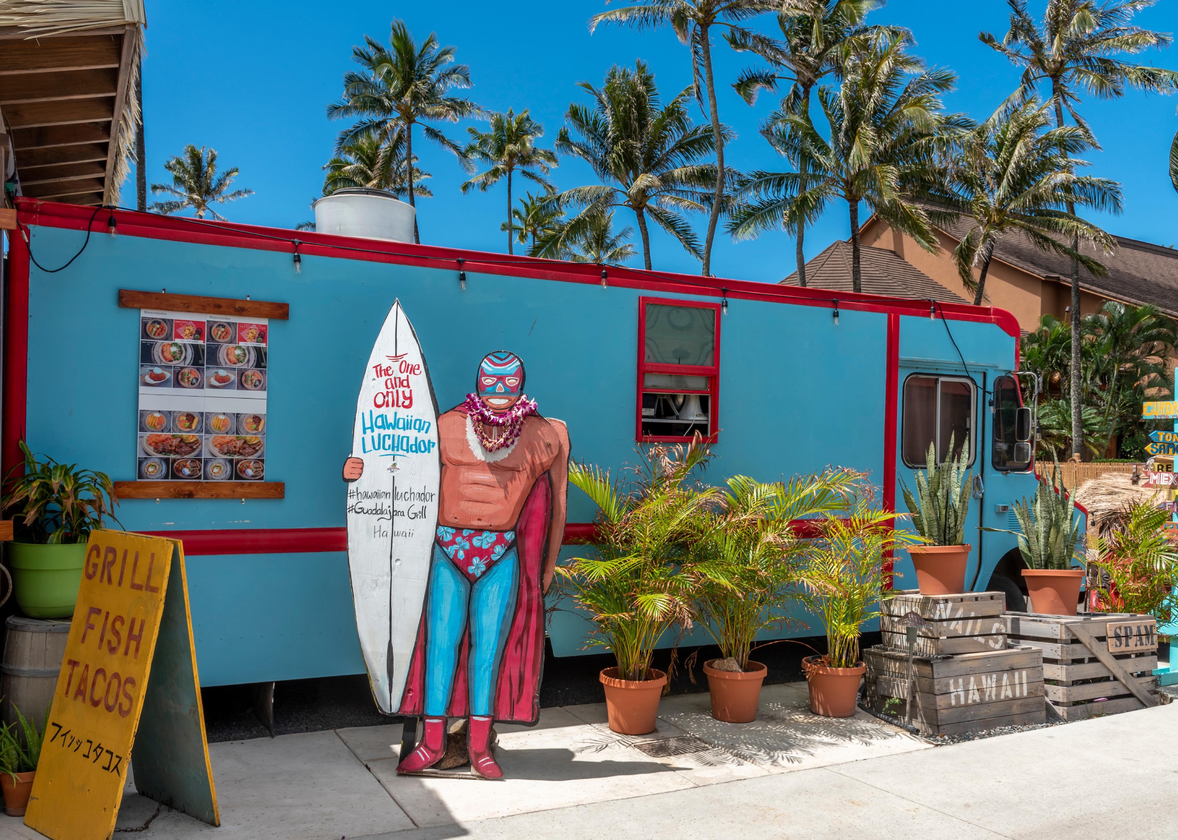 Food trucks on the east shore of Oahu.