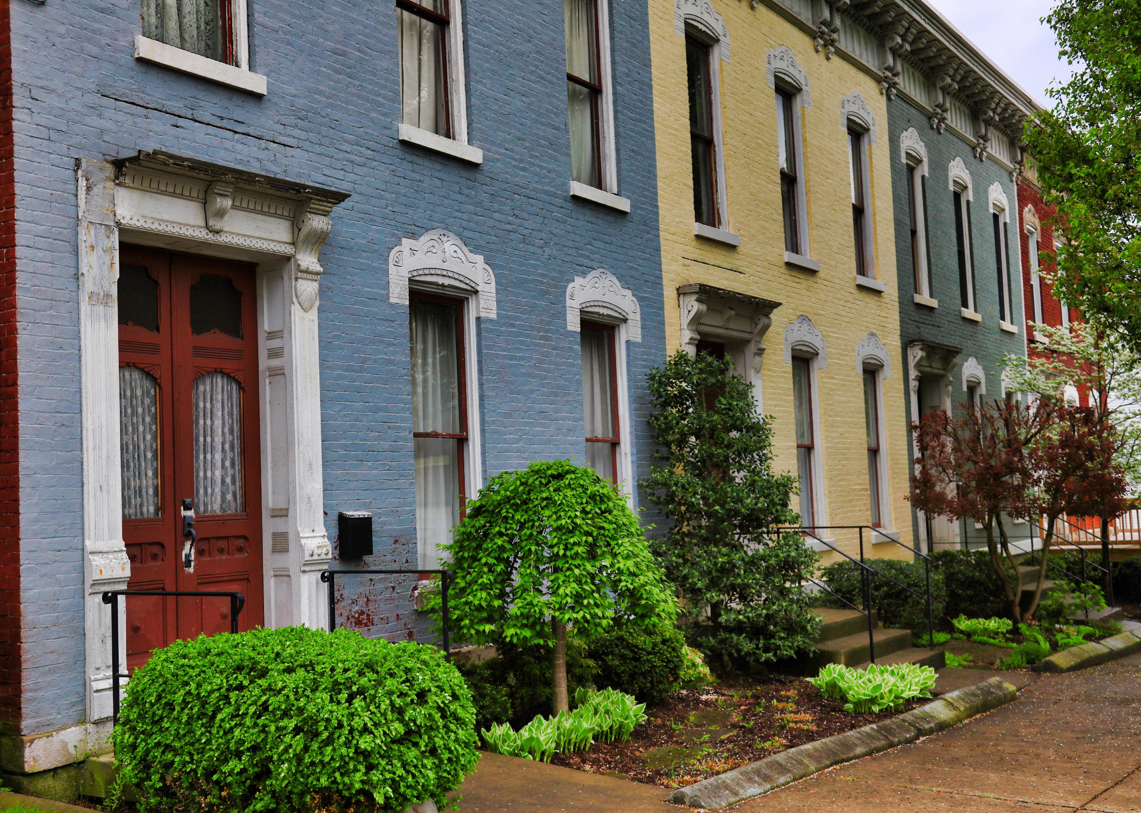 Row of colorful homes in Wheeling