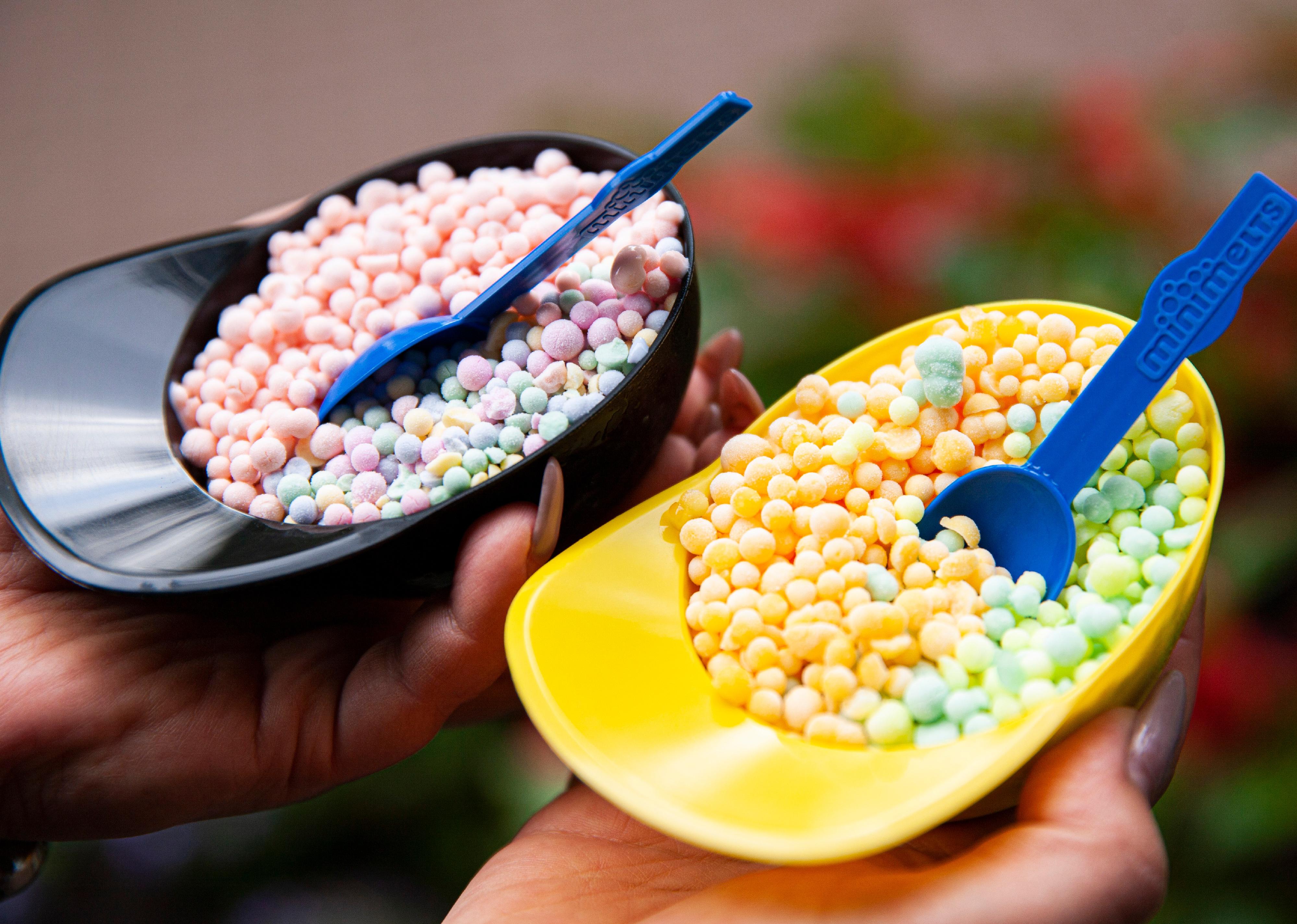 Dippin' Dots in baseball cap shaped cups.