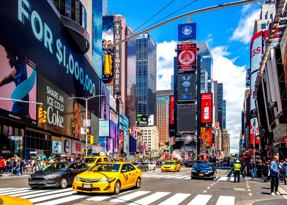 Busy Times Square in New York City.