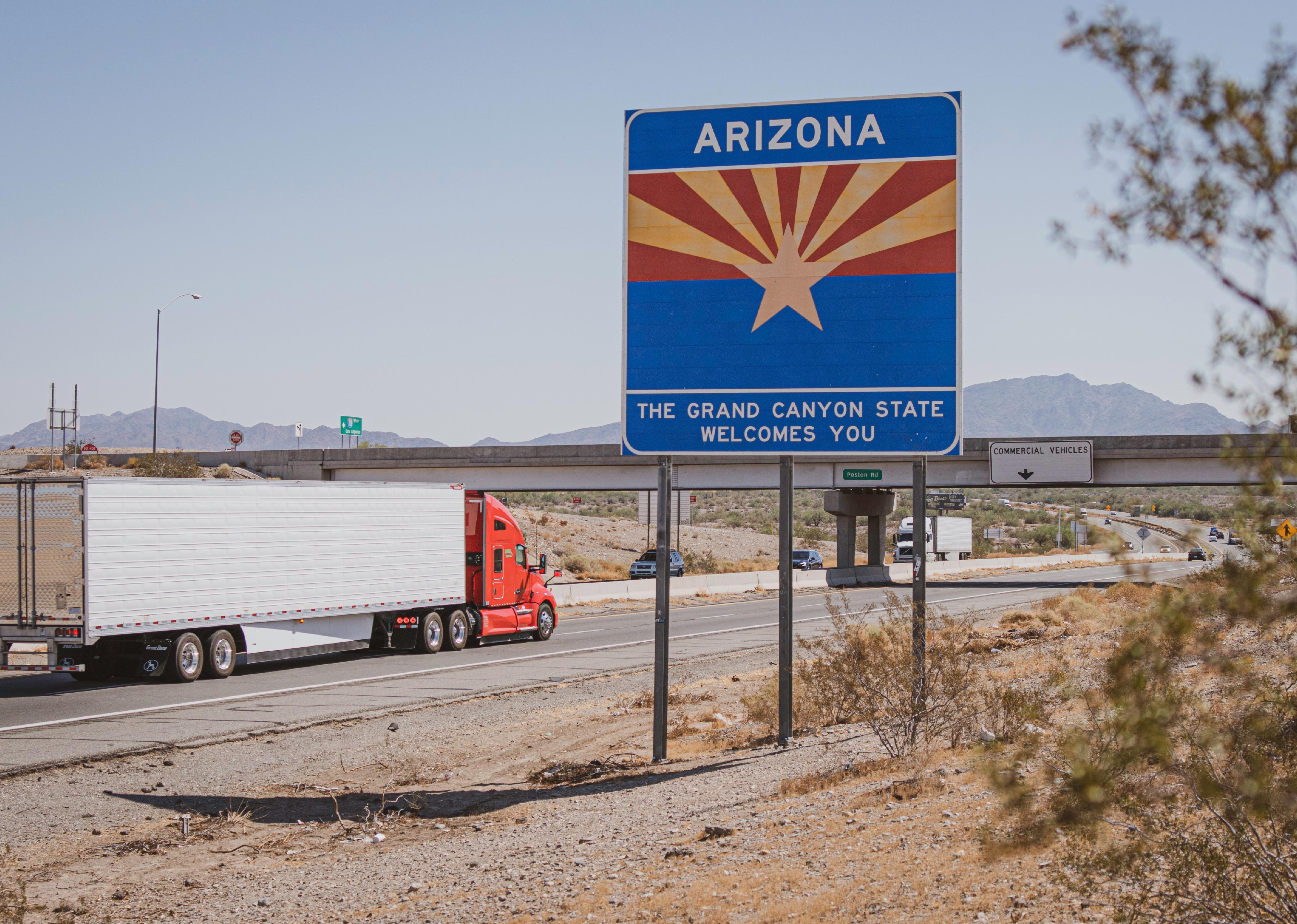 Welcome to Arizona interstate highway sign