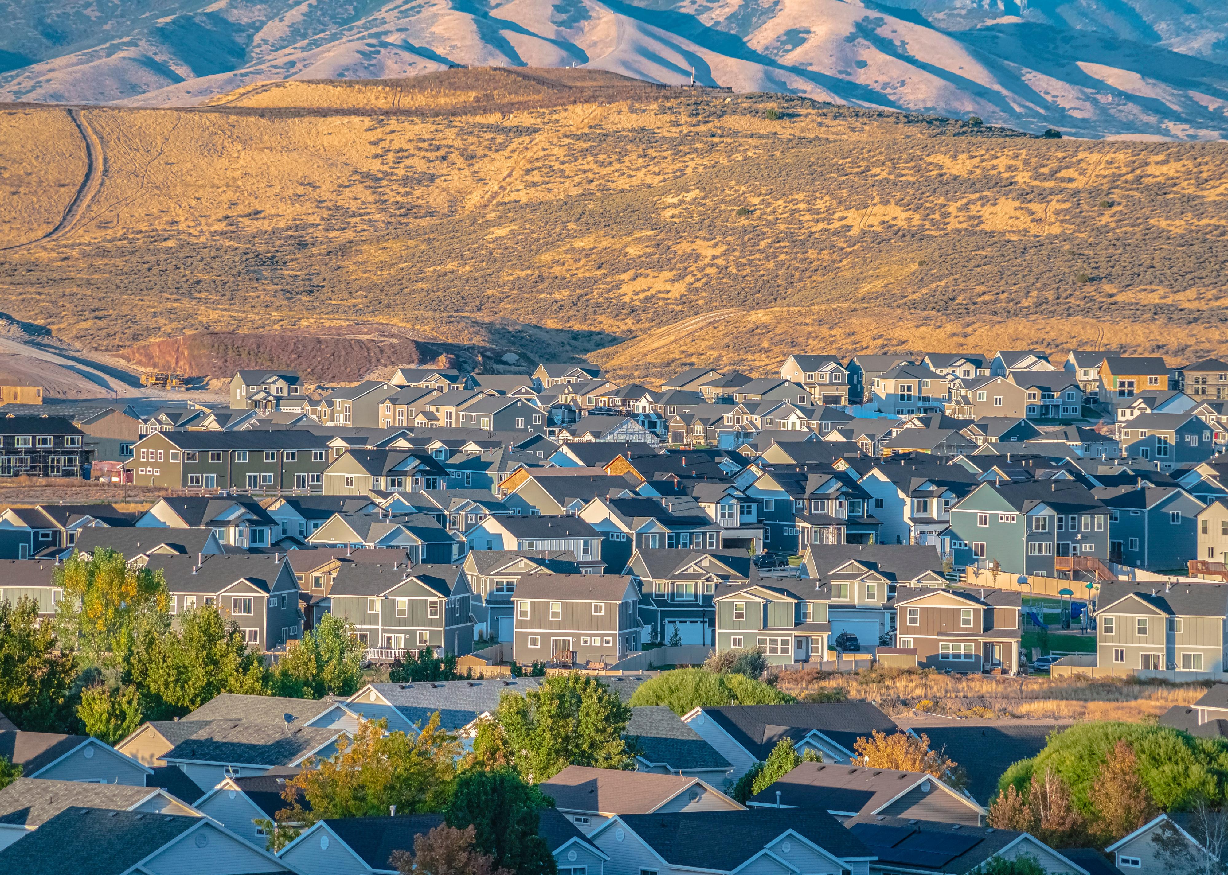 Houses in a town in Utah valley.