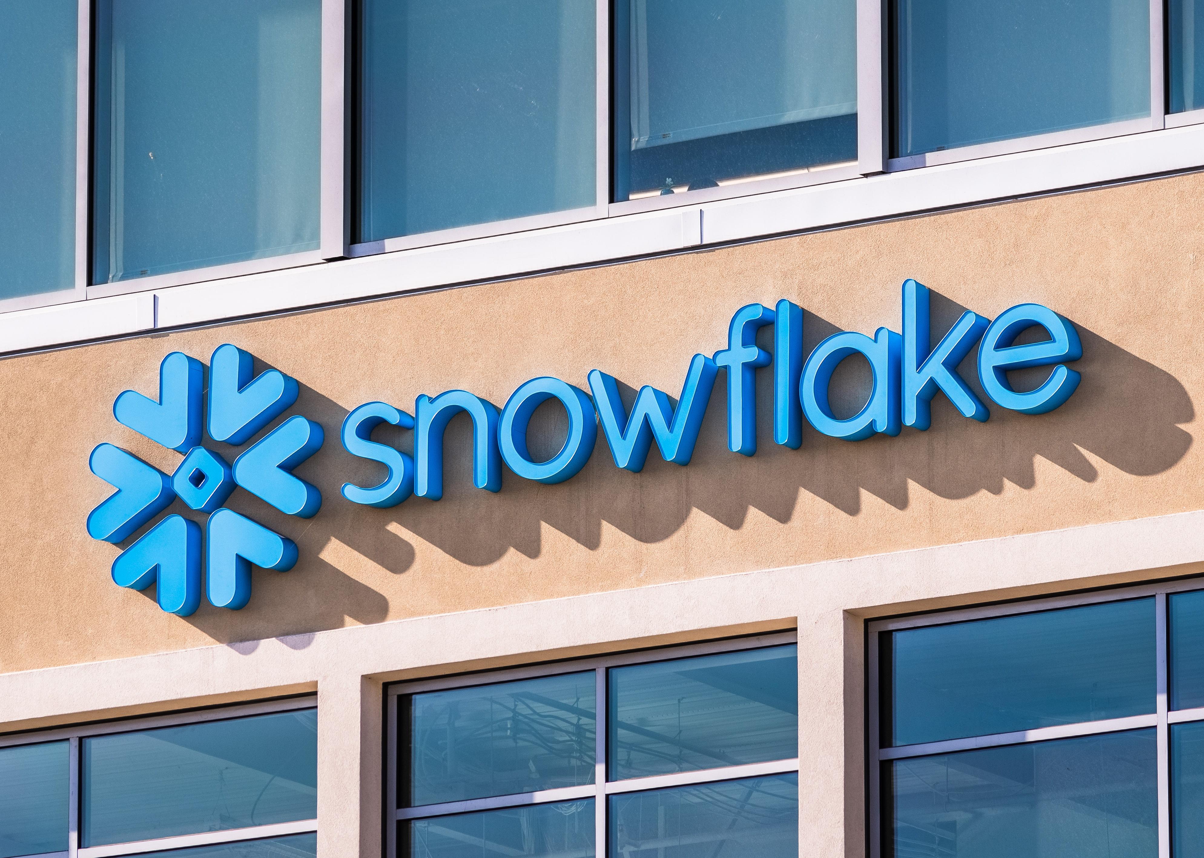 Snowflake symbol and logo at the company corporate headquarters.