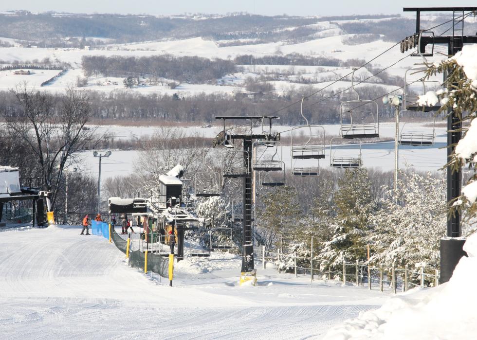 Ski resort in the winter in Wisconsin.