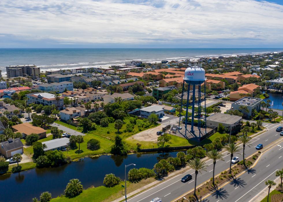 Aerial photo Jacksonville Beach and Water Tower