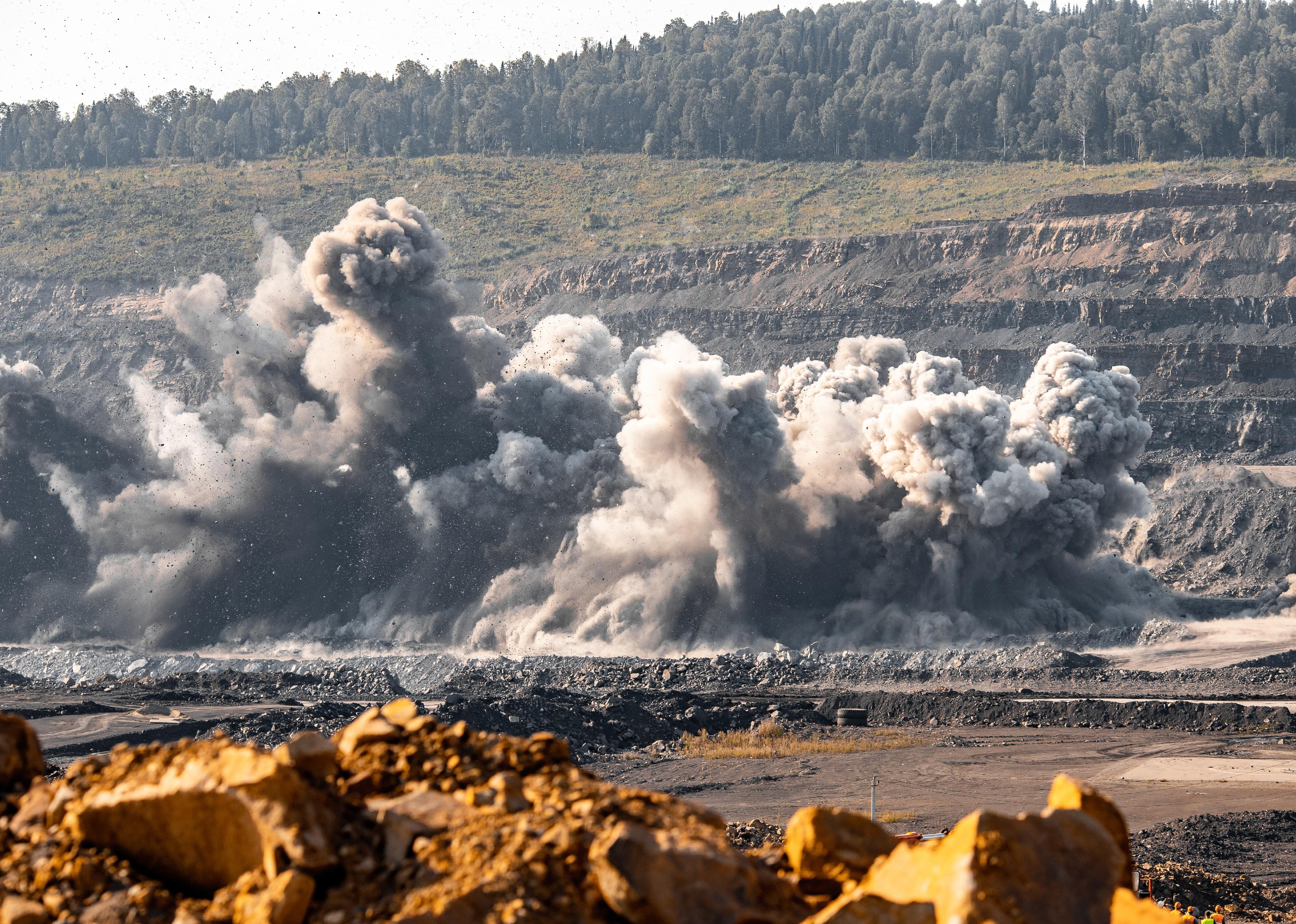Explosion on open pit coal mine.