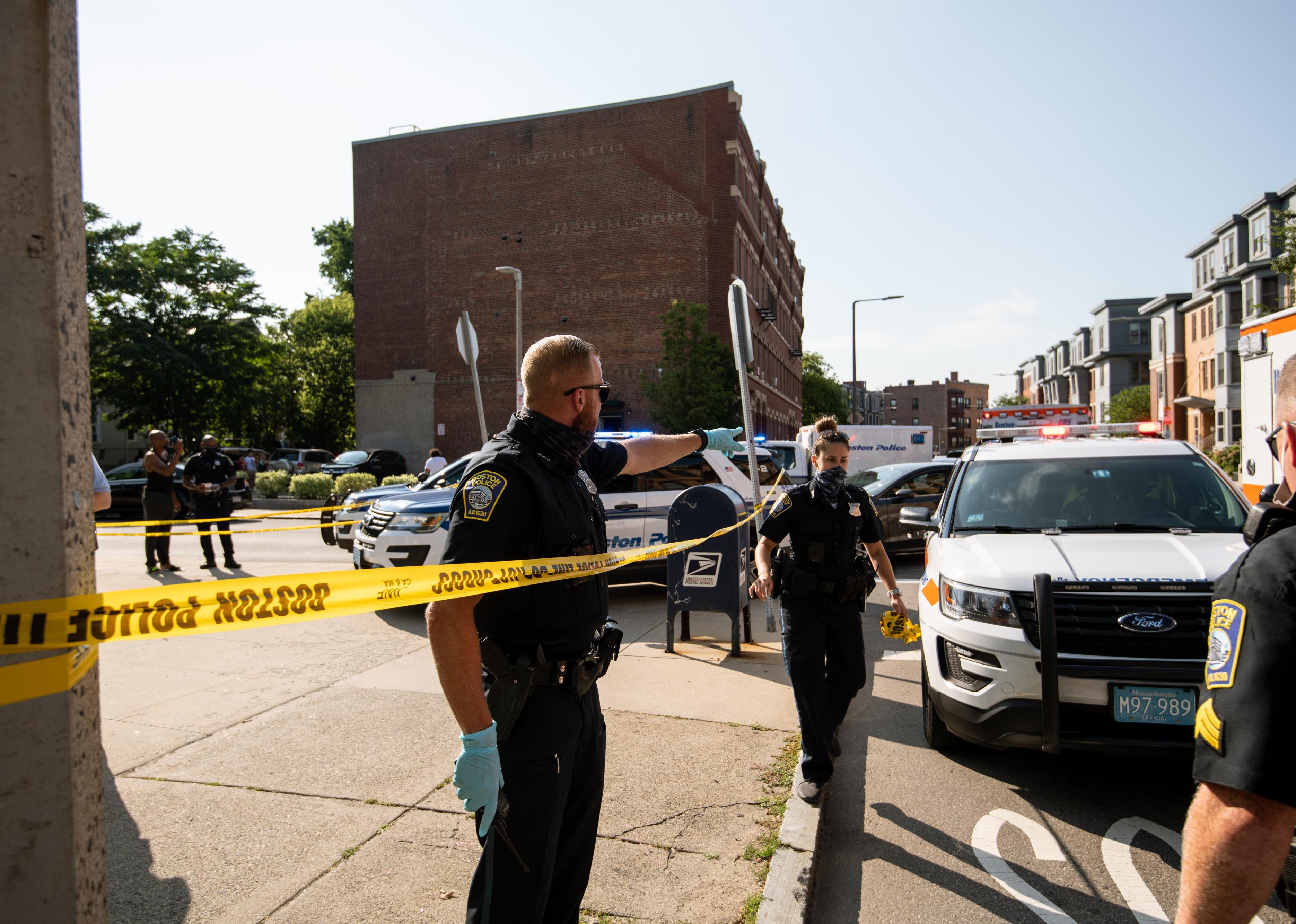 Scene of a shooting in Dorchester, Boston.