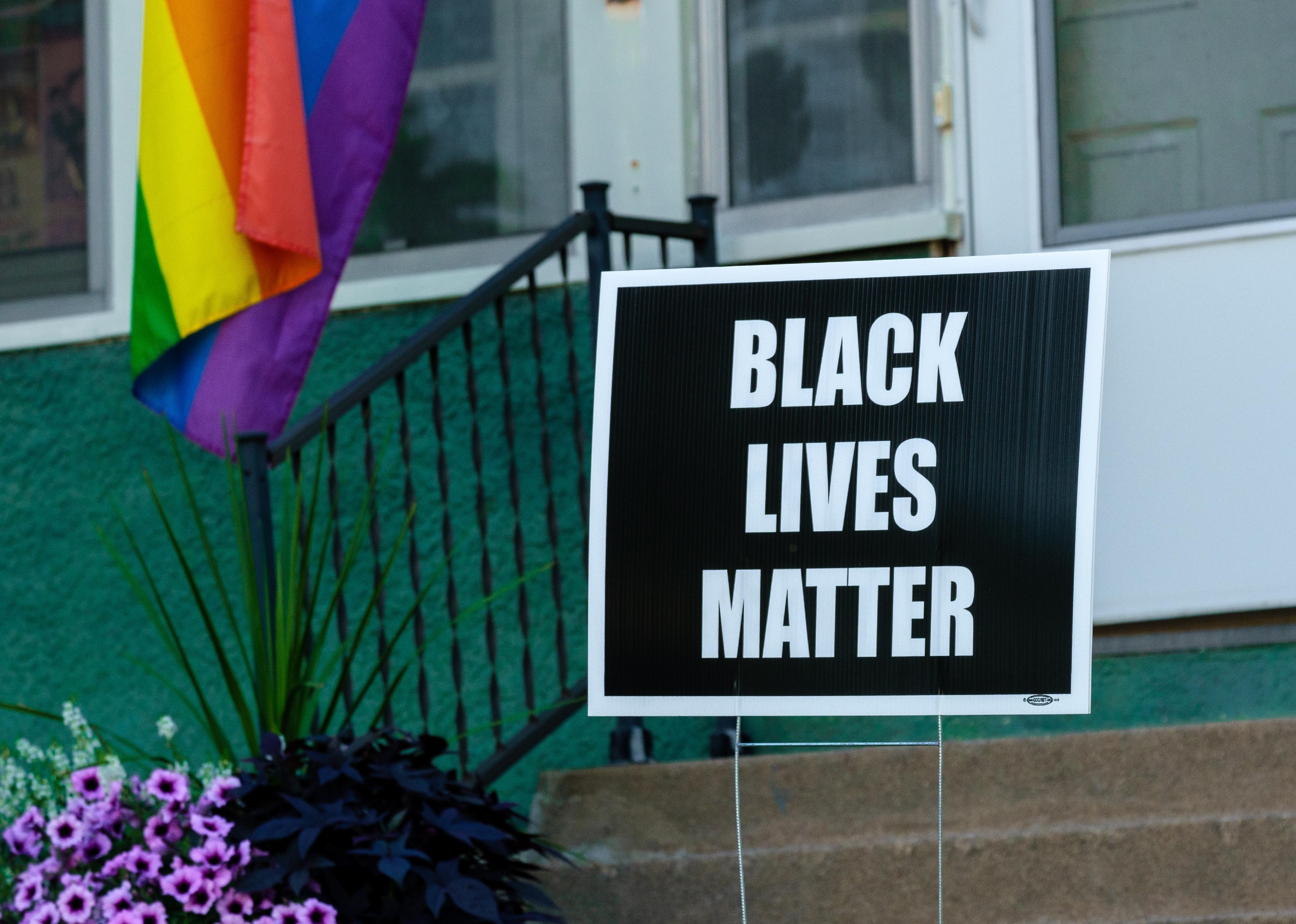 Black Lives Matter sign in a residential neighborhood