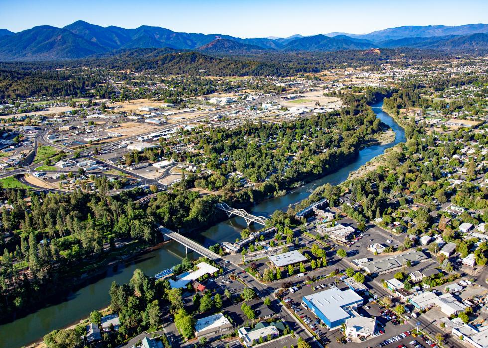Aerial view of downtown Grants Pass