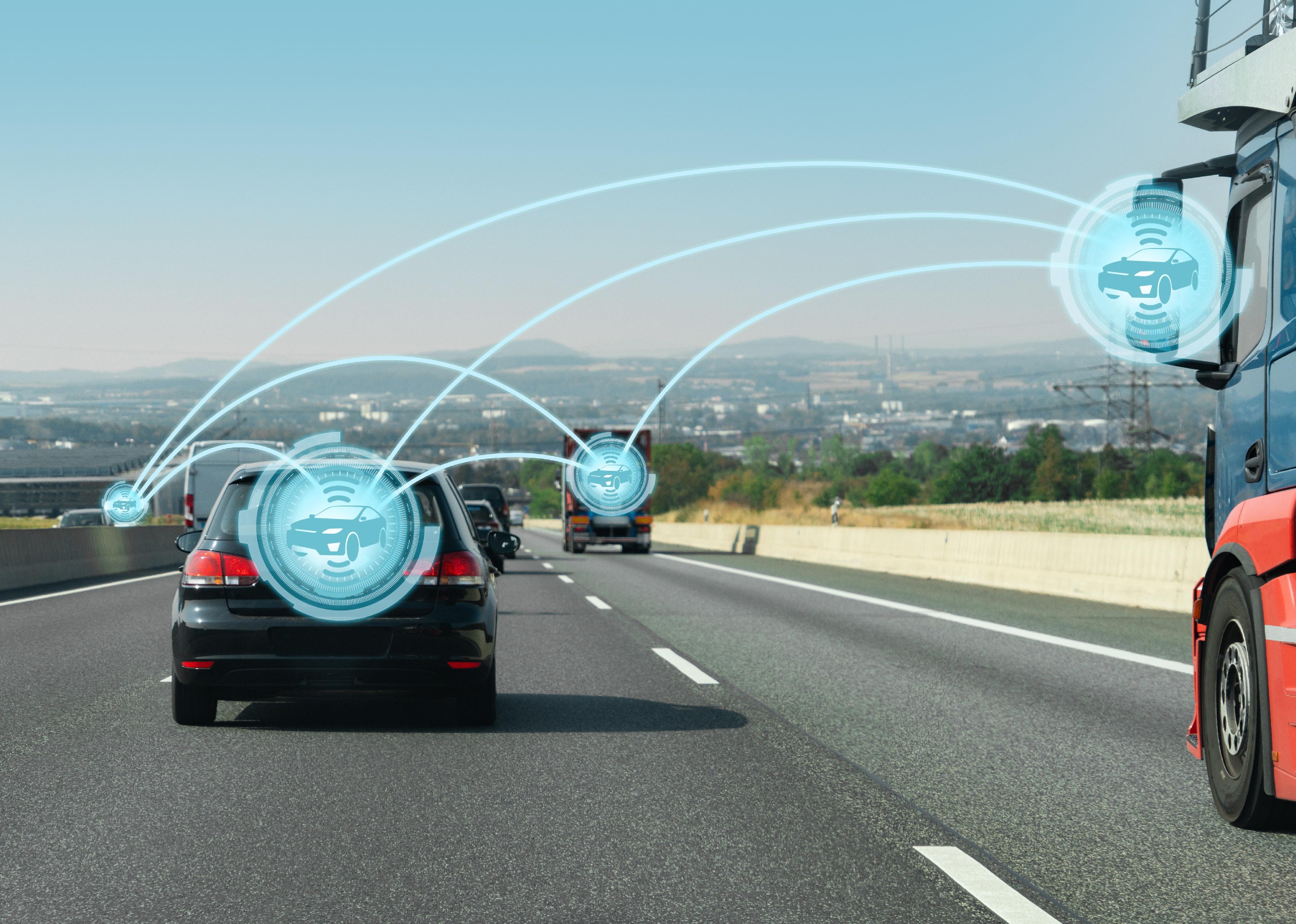 Visual of data exchange between cars.