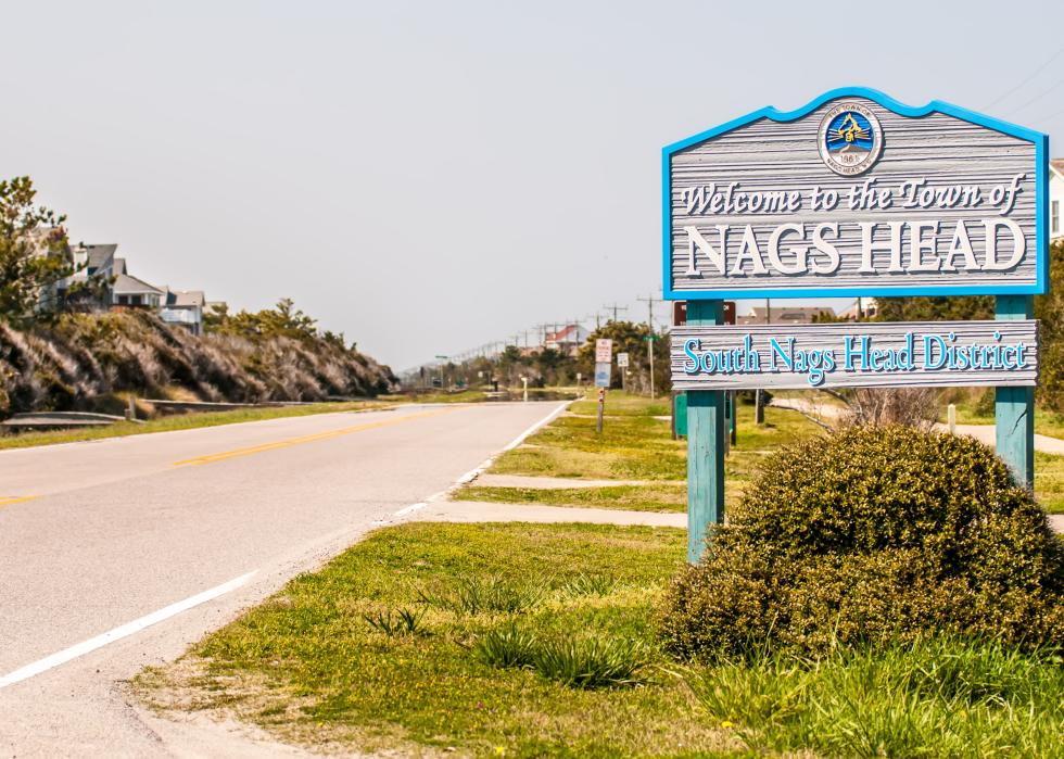 Nags Head welcome sign and road.