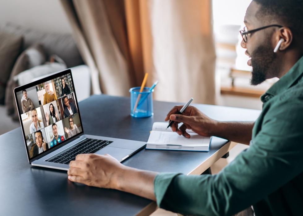 African American male on video call with colleagues