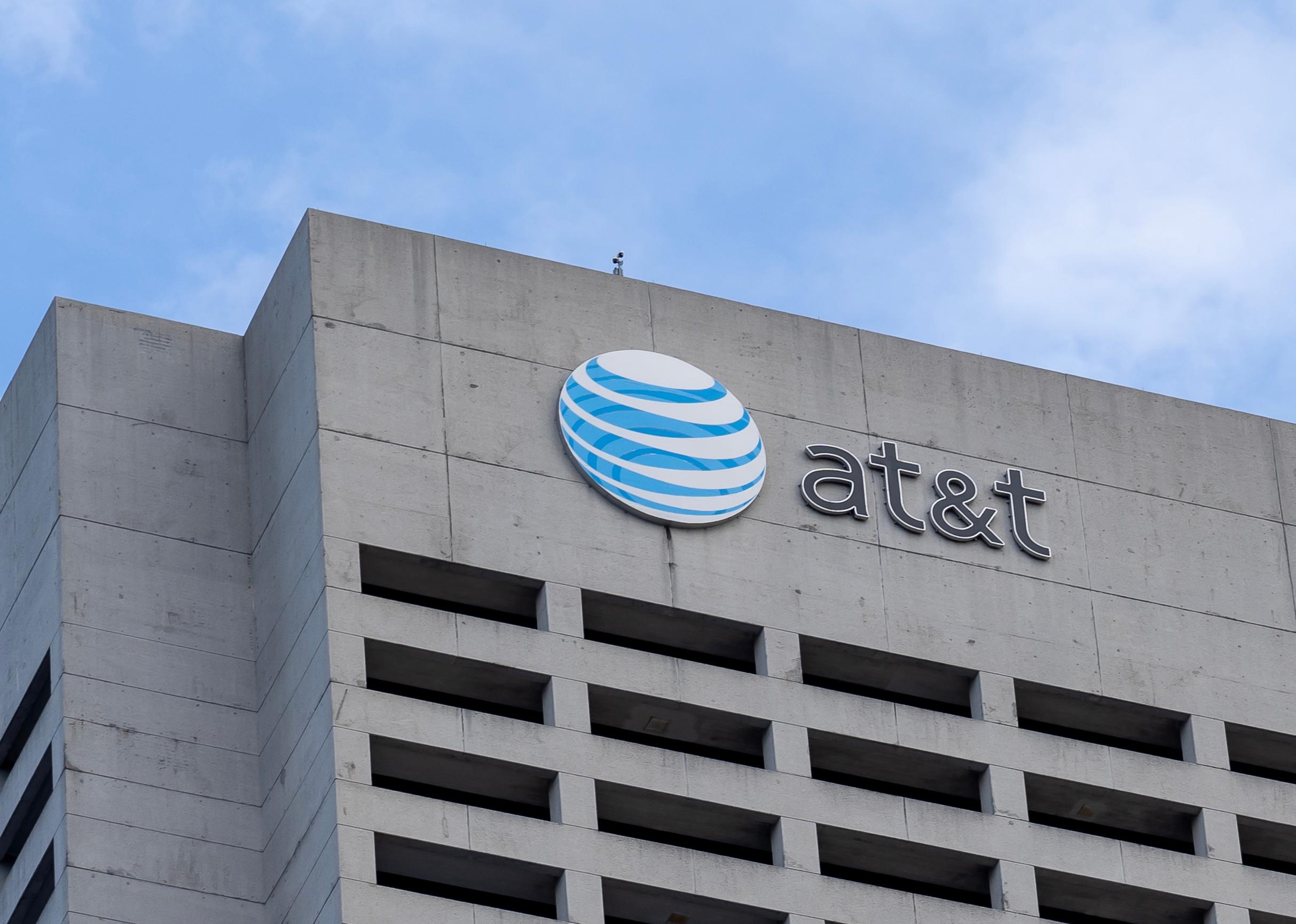 AT&T sign and logo on the building in Atlanta, Georgia.