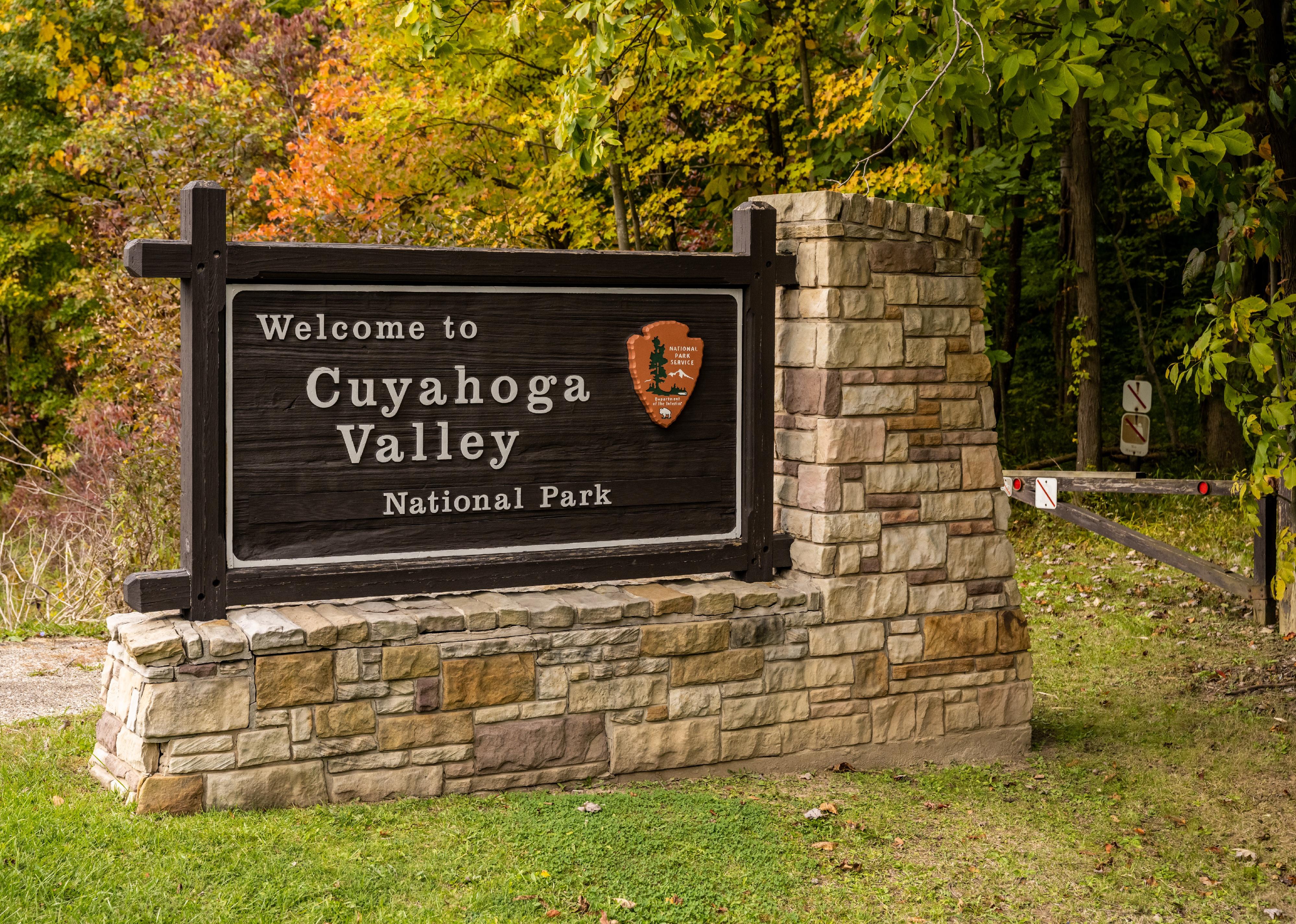 Welcome sign In Cuyahoga Valley National Park.