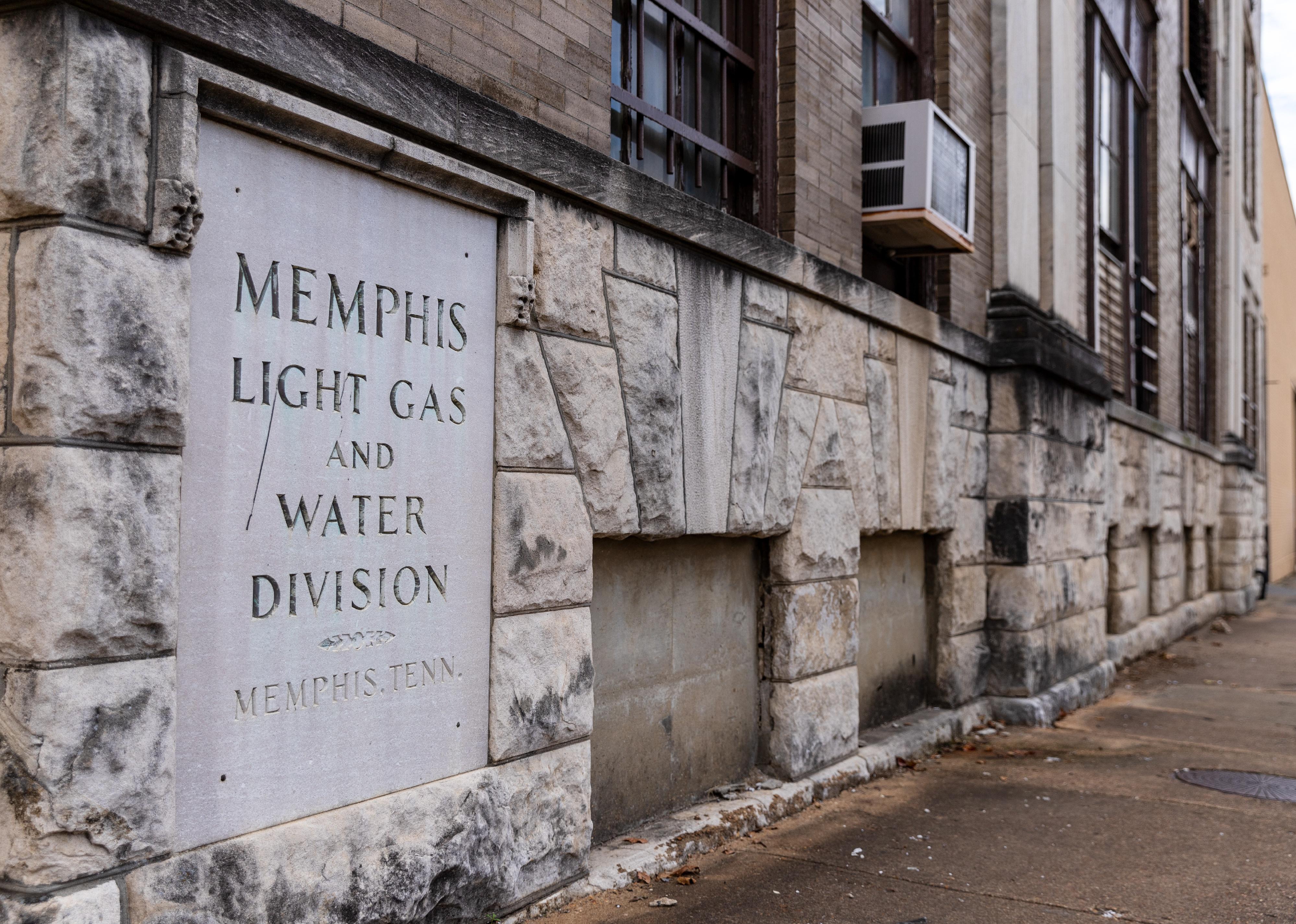 Memphis Light Gas and Water Division building cornerstone.