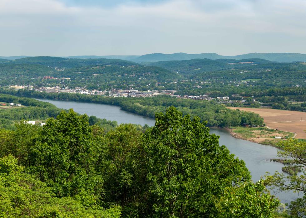 A view of Williamsport, Pennsylvania, from a mountain lookout.