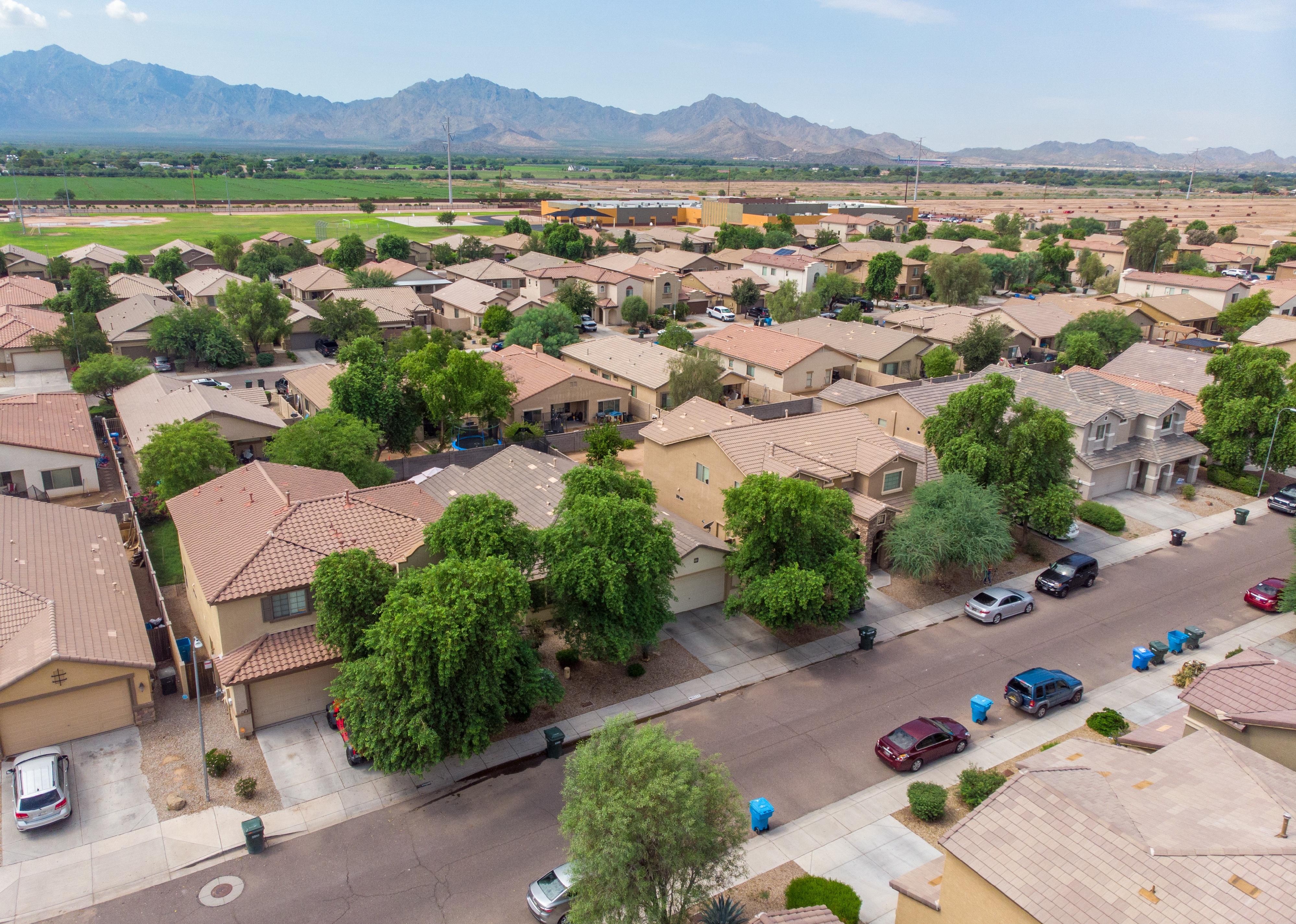Aerial of a neighborhood in Phoenix.