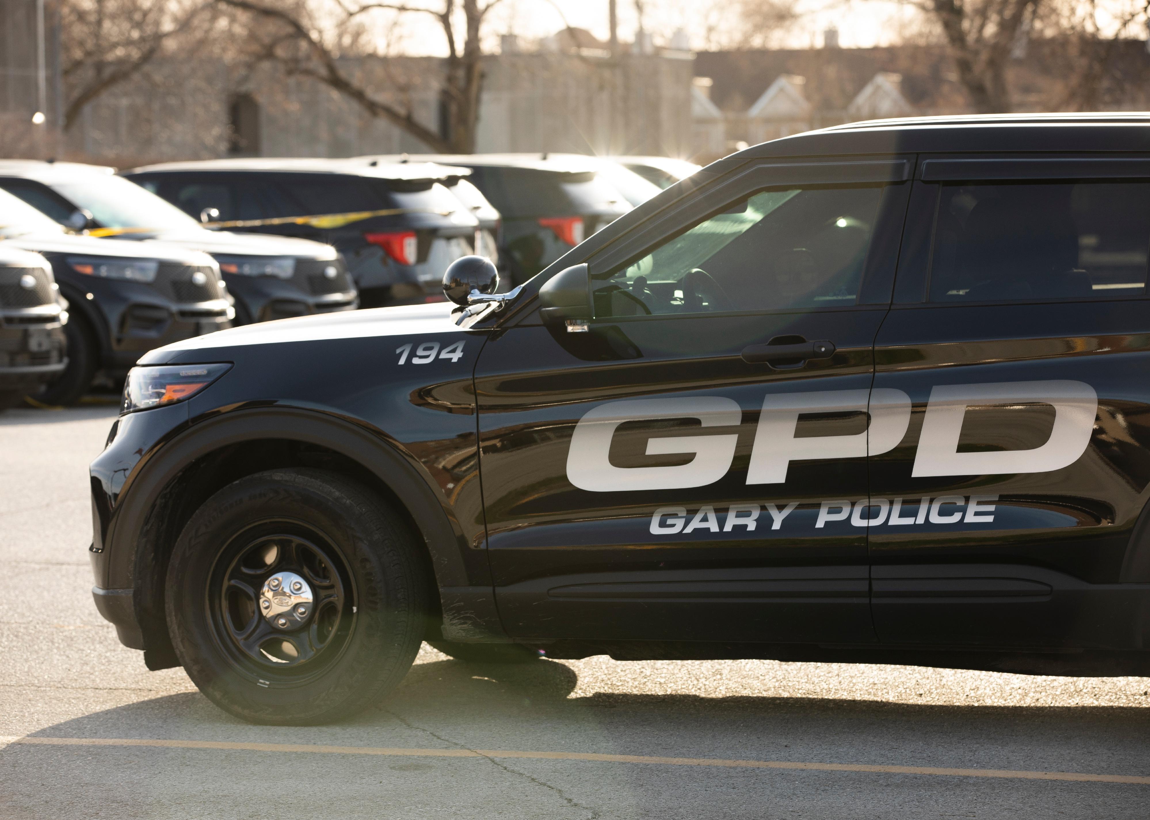 Afternoon light shines on a Gary Police Department cruiser.