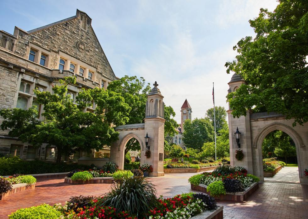 Entrance to the campus at Indiana University in Bloomington.