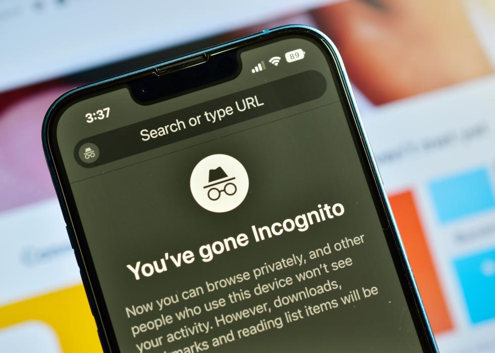 Incognito tab on smartphone.