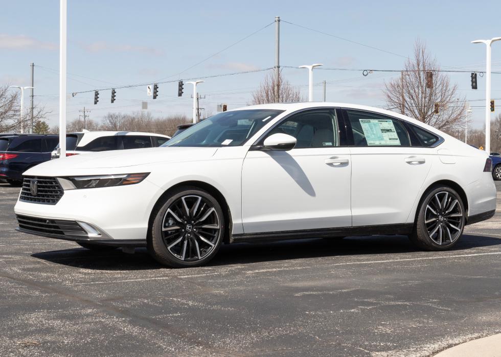 Honda Accord Hybrid display at a dealership.