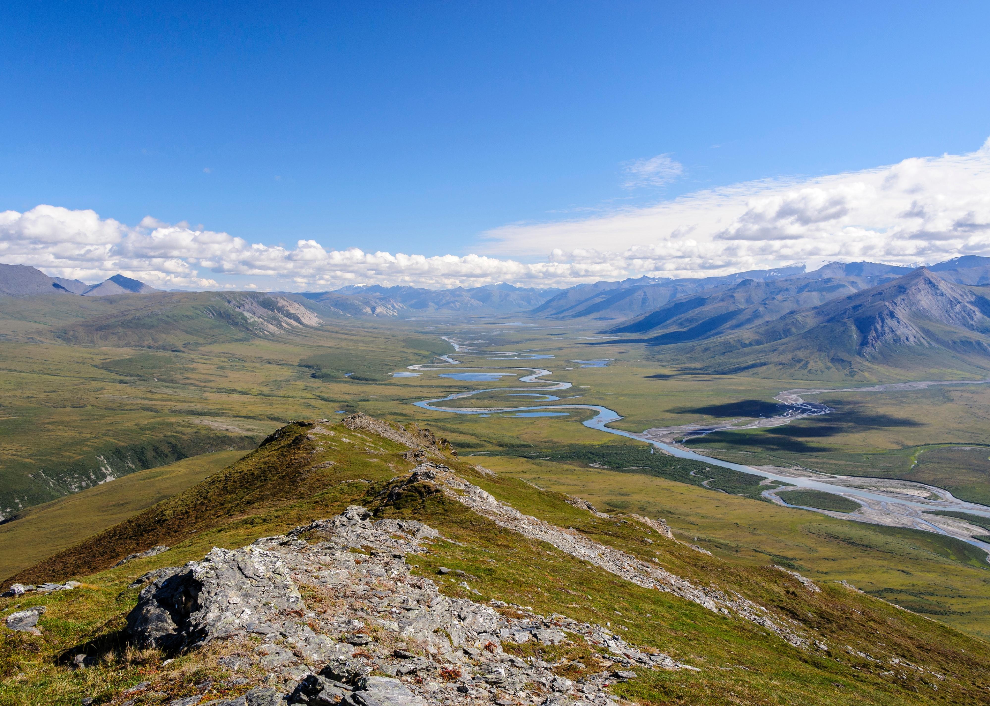 Aerial of the Gates of the Arctic National Park.
