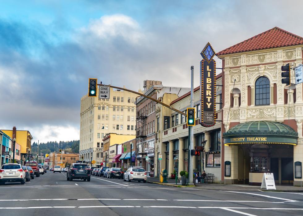 The Liberty Theater and downtown Astoria.