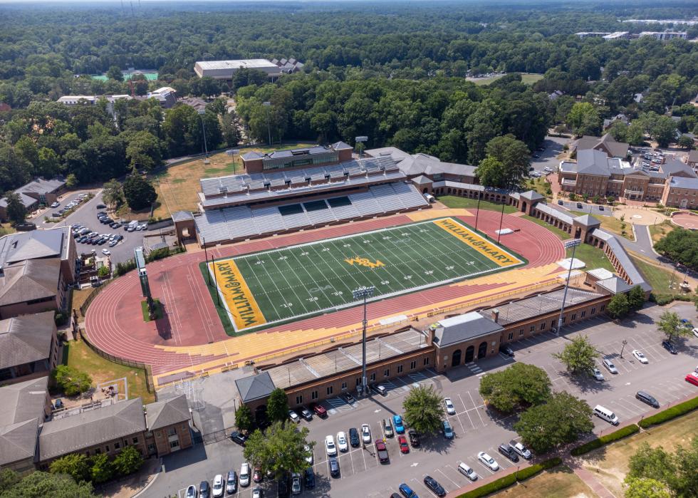 Aerial view of Zable Stadium at The College of William and Mary.