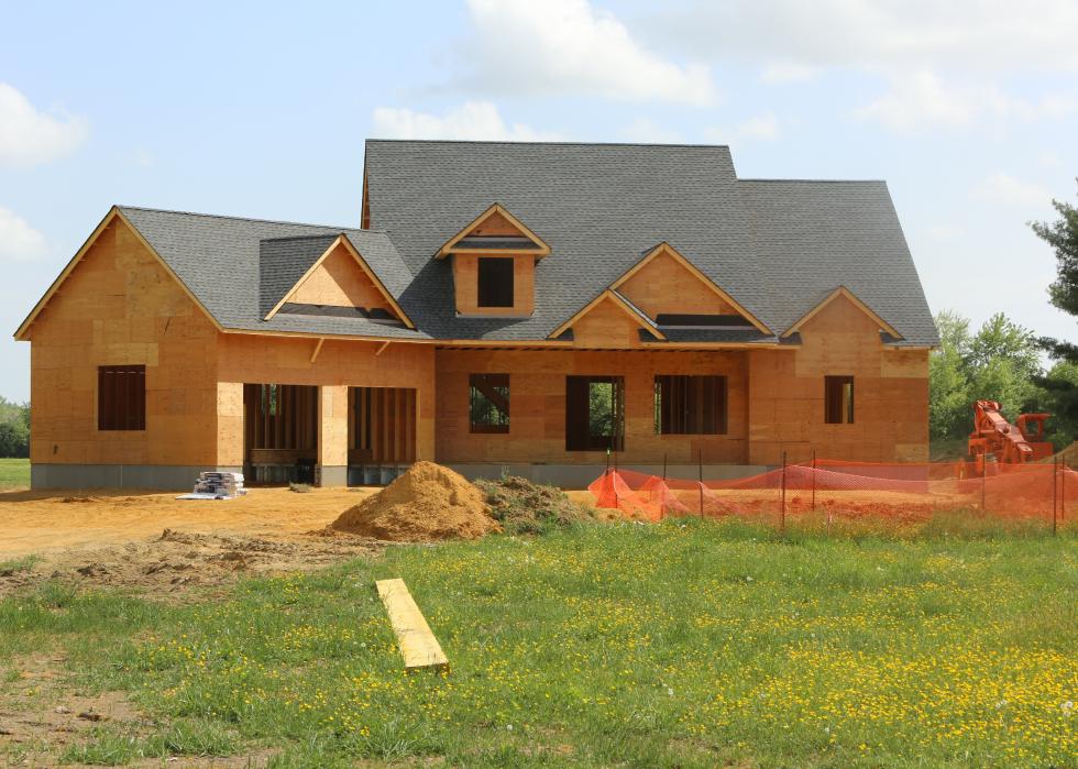 New home under construction in Vineland, New Jersey.