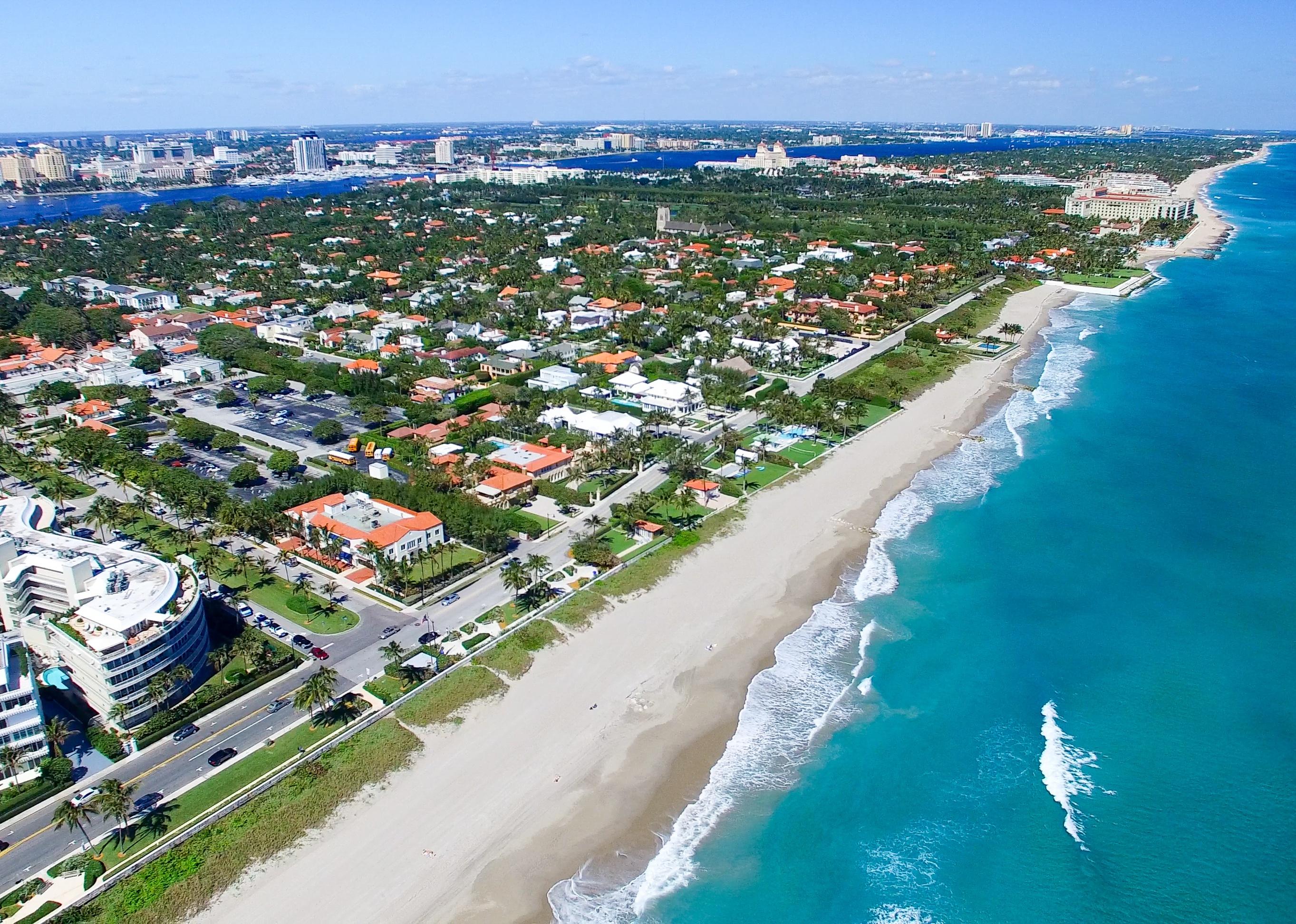 Aerial view of coastline of Palm Beach