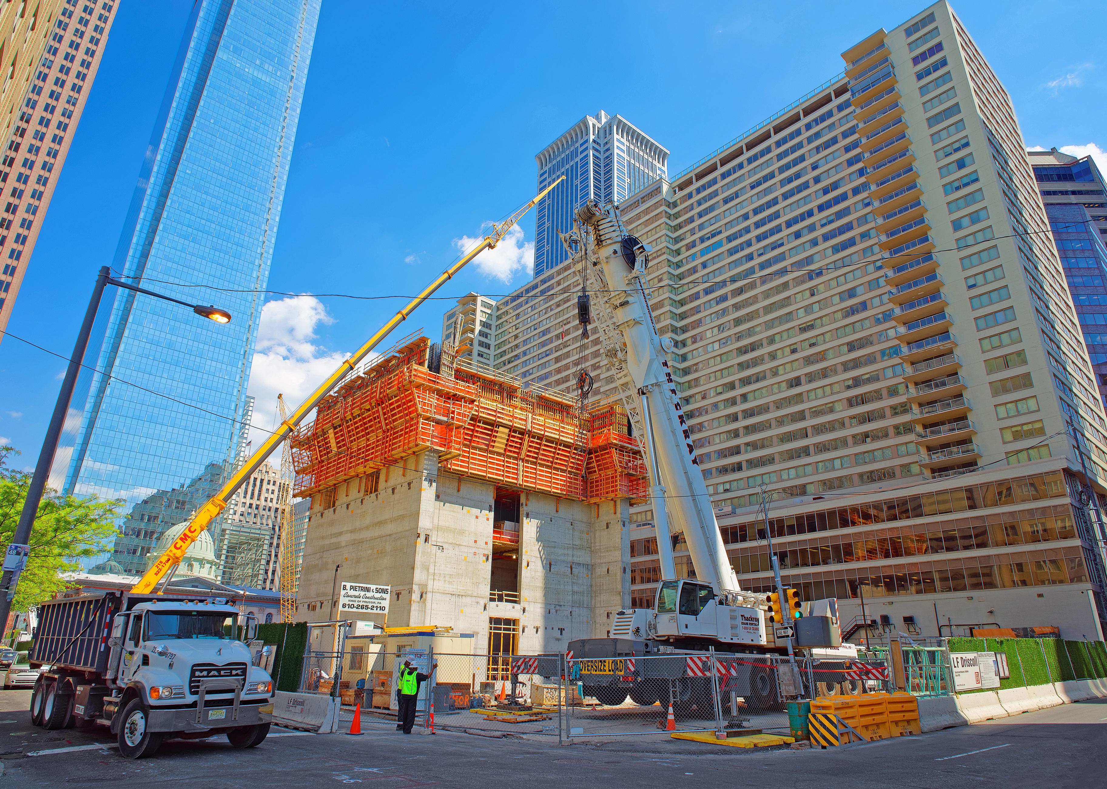 Construction in the City Center in Philadelphia.