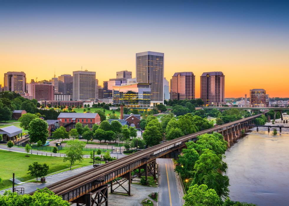 Richmond's skyline at sunset.