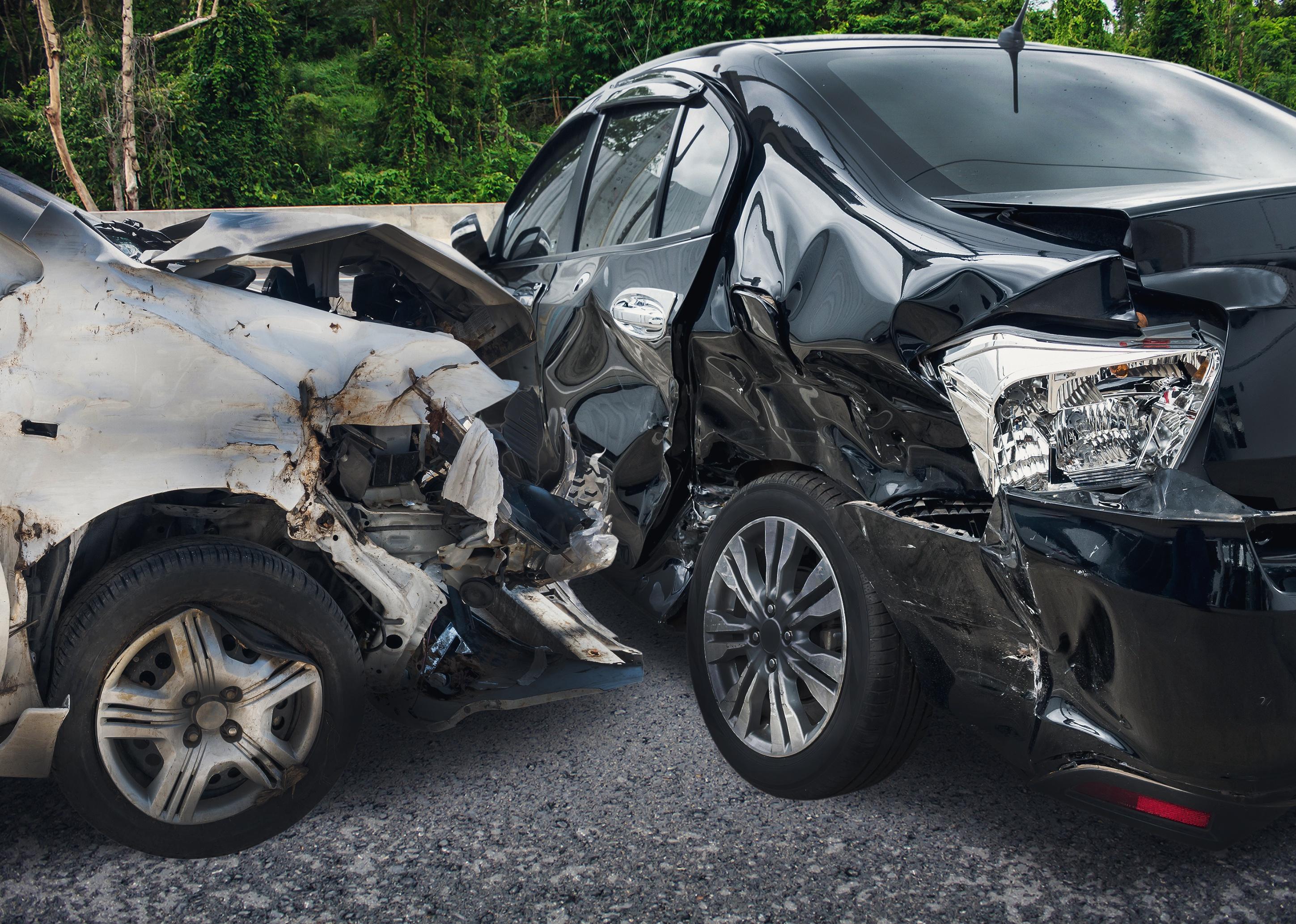 Two cars crashed into each other.