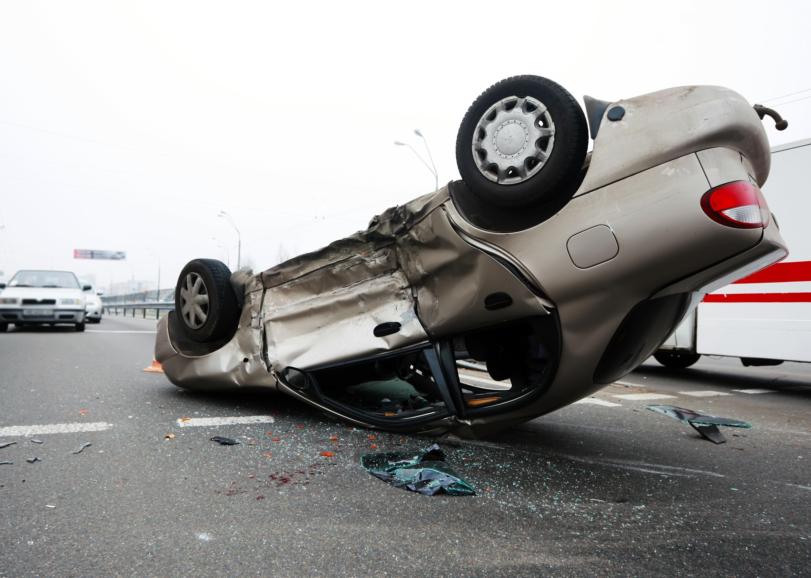 Car turned over after an accident.